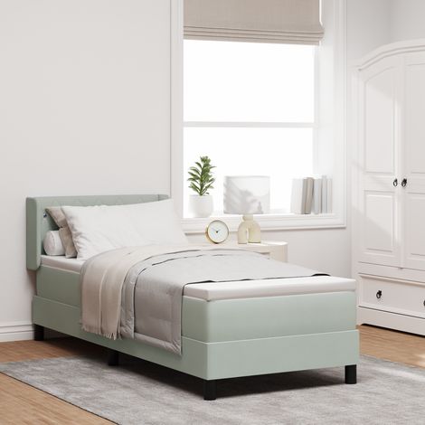 Box Spring Bed with Headboard Light Grey 200 x 80 cm Velvet vidaXL (1/5)