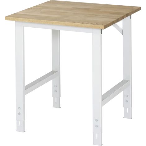 Arbeitstisch B750xT800xH760-1080mm Arbeitsplatte Buche Gestell lichtgrau RAU (1/5)