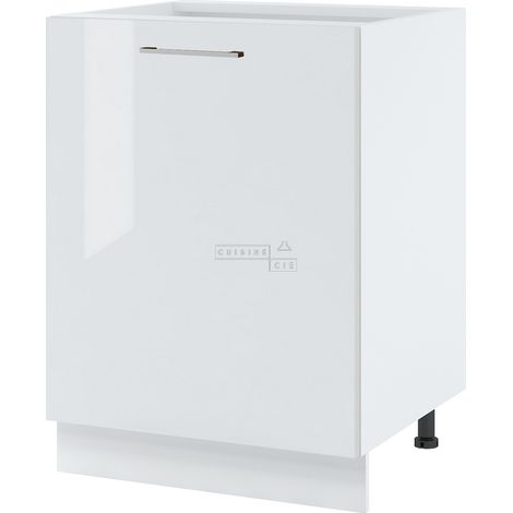Meuble bas de cuisine Bellissi Blanc Brillant 1 porte L 60 cm -  Porte avec poignée apparente  White