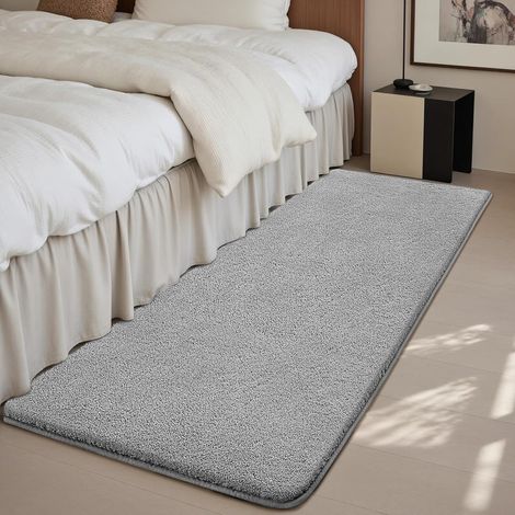 Tapis Moelleux à Poils Courts, Tapis de Passage pour Salon, Descente de lit Chambre, Antidérapant, Lavable, Design Moderne, Doux, Couleur: Gris, Dimension: 60x120 cm (1/5)