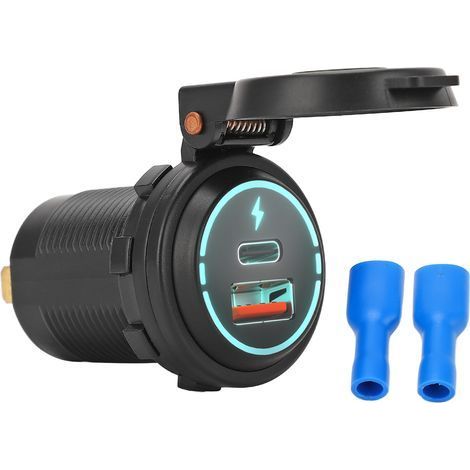 Presa caricatore USB 12V, ricarica rapida, impermeabile IP66, PD Type C QC 3.0, adattatore per auto per moto, barca, camper, ATV (1/5)