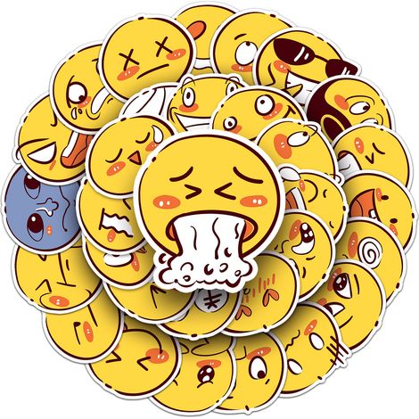 Smiley Fashion Pack 50 Stück wasserfeste Vinyl-Aufkleber für Wasserflaschen, Laptops, Autos, Skateboards (1/5)