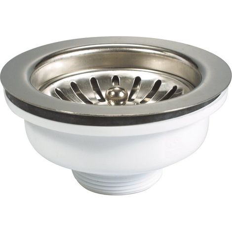 Nicoll – Bonde de lavabo à panier sans trop plein – Plateau chromé Ø 114 mm – Pour évier grès ou composite – Grille inox