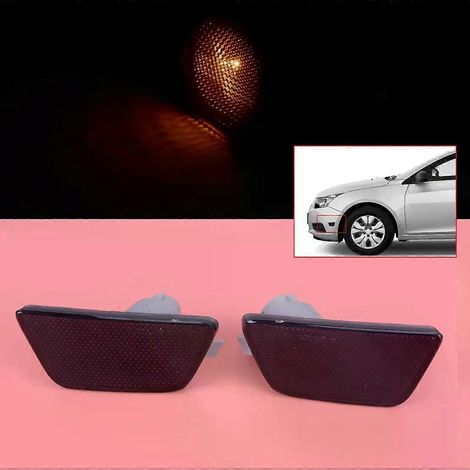 paire de réflecteurs fumés pour feux de position latéraux de pare-chocs avant de voiture 95022428 95022429 GM2551198 GM2550198 Compatible avec Chevrolet Cruze (1/5)