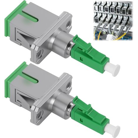 Lot de 2 adaptateurs à fibre optique SC/APC femelle vers LC/APC mâle monomode hybride LC vers SC pour couplage de fibre optique durable et rapide, faible perte (SC/APC-LC/APC)