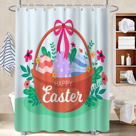 Rideau polyester pour douche 180x180 avec anneaux protection douche pour nouvelle déco pour la rentrée (1/5)