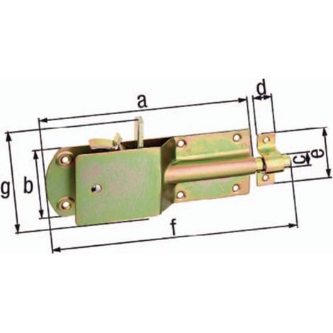 GAH  Alberts  Pestillo  de seguridad  para  establo  L.200mm  A.125mm  Acero  galvanizado  amarillo  -  124182 (1/2)