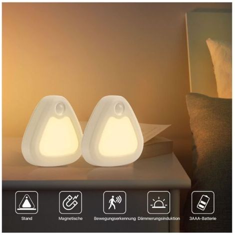 Set of 2 Children's Night Lights LED Motion Sensor 3200K Wireless (Warm White (1/5)