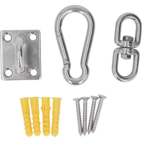 Kit de fixation en acier inoxydable 7 pièces pour hamac, mousqueton et attache porte, accessoires d'ancrage store et voile d'ombrage (1/5)