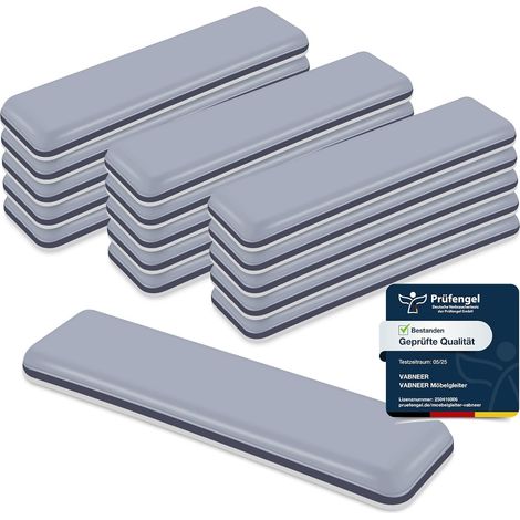 Möbelgleiter – 16 Stück – Quadratisches PTFE-Teflon – Leichtgängig und bodenschonend – Für glatte Böden und Teppiche – 70 x 19 mm (1/5)
