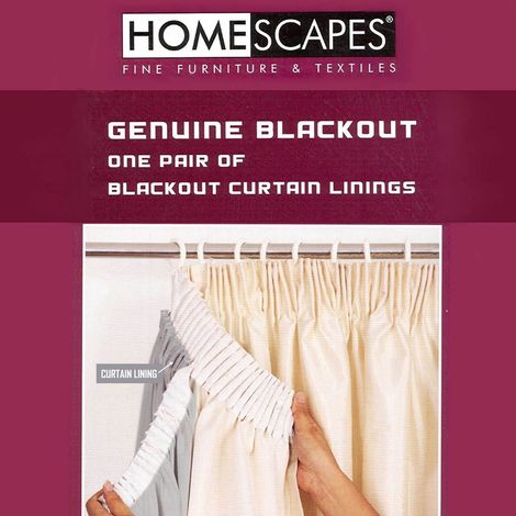 HOMESCAPES 100% Blackout Curtain Lining Pair 3-Pass Coating, 64 x 52" (1/5)