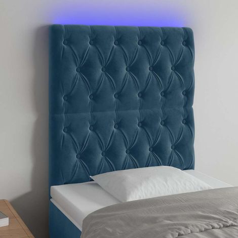 vidaXL Cabecero con luces LED terciopelo azul oscuro 80x7x118/128 cm (1/5)