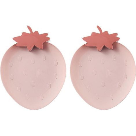 Plateaux en plastique à la fraise Assiettes à collations Bols de cuisine, 2 assiettes en plastique en emballage de service Plateaux (1/5)