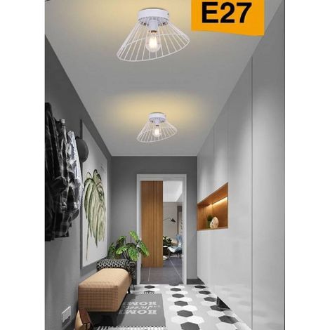 TrAdE Shop Traesio - Plafoniera Paralume Metallo Lampadario Lampada E27 Decorativa Contemporanea C70 - Bianco (1/5)