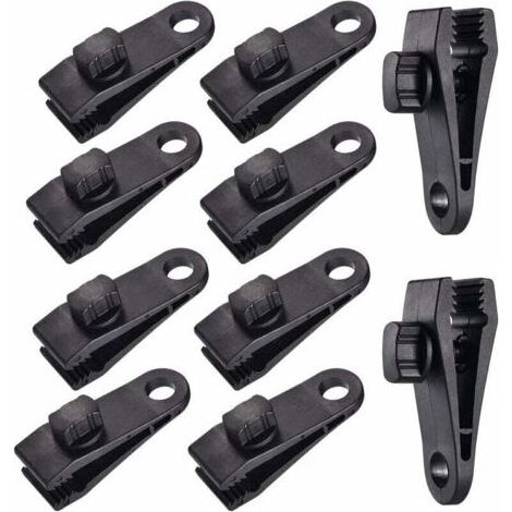 10 Sets Clip de Bâche Tente Pince Bâche Auvents Clip , Pince à Bâche, Pince pour Tente, pour Tente Voiture, Bâche, Auvents, Camping,le noir, (1/5)