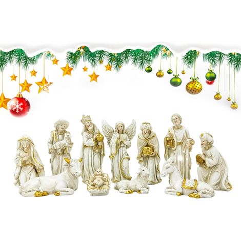Crèche De Noël 11 Pièces, Crèche D'intérieur, Décoration Religieuse Pour (1/5)