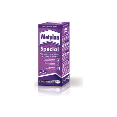 Metylan "Spécial" Colle Papiers Peints, Colle spéciale papier peint lourds, spéciaux et vinyles, colle repositionnable, colle revêtement mural à peindre, jusqu'à 25m², 200 g