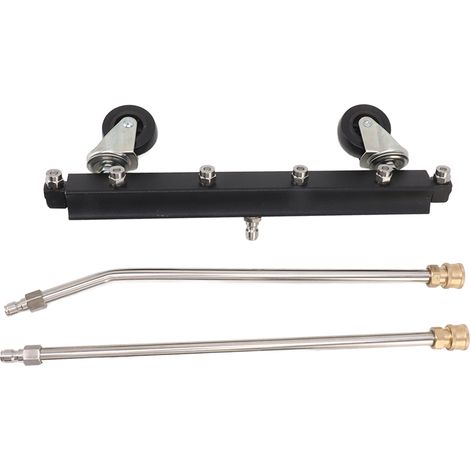 Nettoyeur haute pression pour châssis avec 6 buses, 2 rallonges, balai à eau sous voiture avec roue pivotante, arroseur de chaussée noir 4000 psi (1/5)