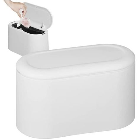 Poubelle de table - Blanc - Mini poubelle avec couvercle - Anti-odeurs - Pratique et durable (1/4)