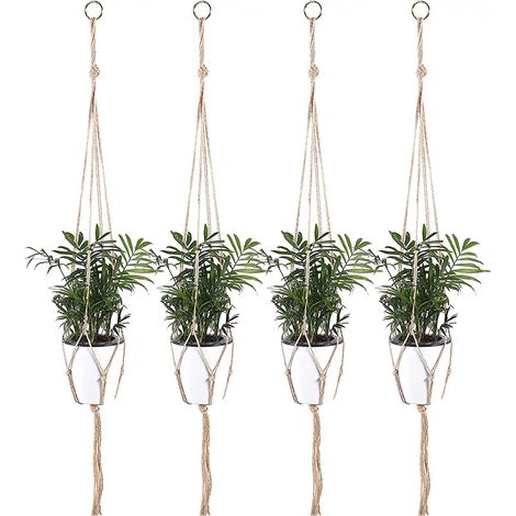 Jardinage Panier suspendu vert tissé Décoration-105cm, 4pcs (1/5)