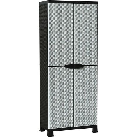 Mobile contenitore compatto in plastica grigia 68 x 39 x 171 cm con ripiani regolabili design moderno 020046945