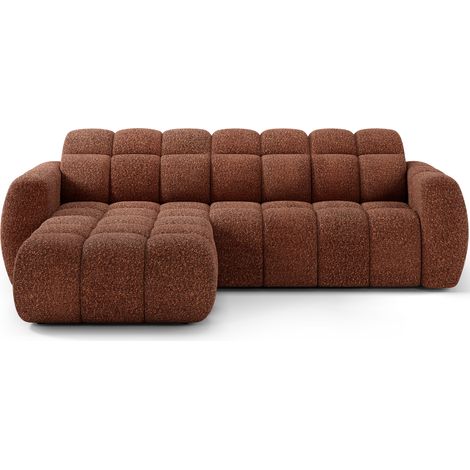 Canapé d’angle convertible 4 places tissu FENKA 288cm – Assise électrique & têtières réglables angle gauche-Terracotta-angle gauche (1/5)