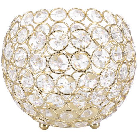 Portacandele in cristallo, centrotavola per decorazioni nuziali (oro, 10 cm di diametro) (1/5)