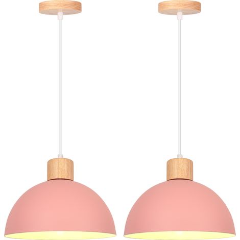 2PCS Vintage Metal Ceiling Light Pink Modern Indoor Pendant Light Simple Pendant Lights E27 For Bedroom Bar Kitchen (1/5)