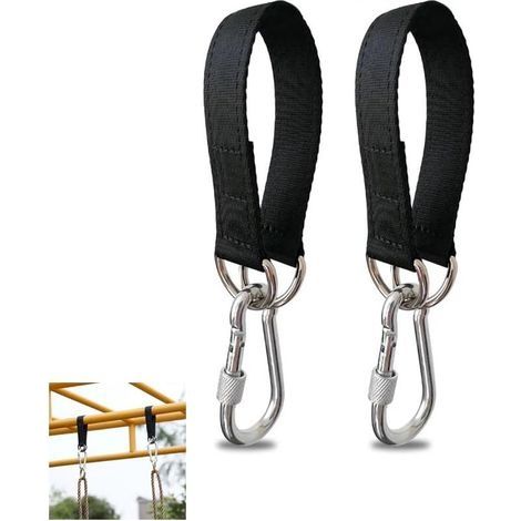 Lot de 2 sangles de suspension pour balançoire d'arbre, ceinture robuste de 50 cm avec mousqueton de sécurité pour siège de balançoire hamac et sac de sable (1/5)