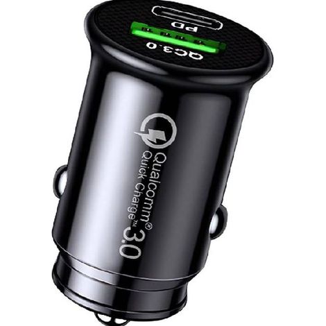 2-Port USB Car Charger, 12V Mini USB Socket, Universal Cigarette Lighter Adapter Type C PD QC3.0 (1/5)