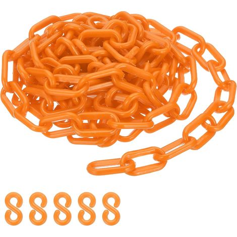 Chaîne en plastique orange, 10 ft 6mm Chaîne de sécurité pour le contrôle de foule, file d'attente, parking, clôture, portail, concert, chantier et décoration (1/5)
