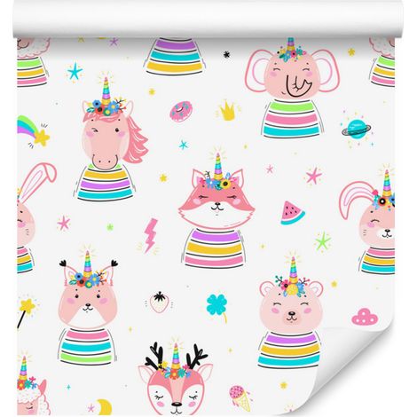 Papier peint animaux arc-en-ciel pour salon et chambre 50x1000 cm (1/5)