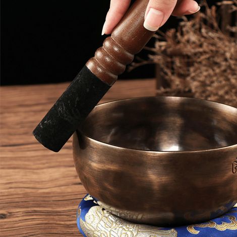 Maillet pour Bol Chantant, Maillet en Bois de Pêche Ergonomique pour Méditation et Yoga avec Son Harmonieux, Accessoire pour Bols Tibétains et Gongs (1/5)