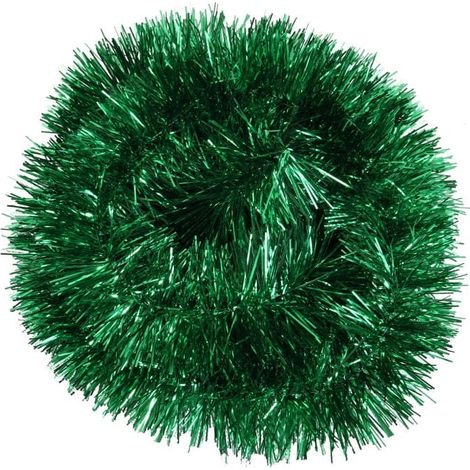 Ghirlanda verde per albero di Natale, realizzata in lamina metallizzata, diametro 7 cm, lunghezza 2 m. (1/2)