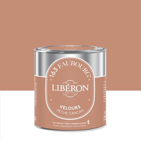 Peinture velours pêche cancan 0.5L – Multisupport – Résine biosourcée – Lessivable – Écolabel européen – Fabrication française – Liberon