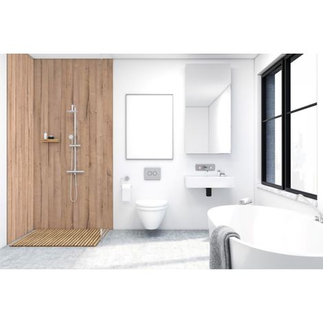 Roth – Panneau décoratif mural VIPANEL pour salle de bain – Aluminium composite étanche – 100 x 210 cm – Finition bois érable mat – Épaisseur 3 mm