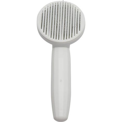 Peigne de toilettage pour animaux de compagnie, autonettoyant, réduit les boules de poils, confortable, efficace, polyvalent, brosse de nettoyage des poils pour chats et chiens, blanc (1/5)