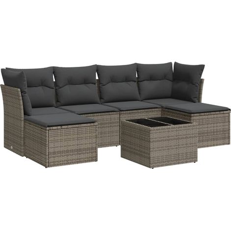 Maison Exclusive - 7-tlg. Garten-Sofagarnitur mit Kissen Grau Pol