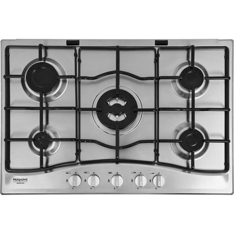 Placa de cocina de acero inoxidable Hotpoint PCN 752 T/IX/HAR de 75 cm y 5 fuegos