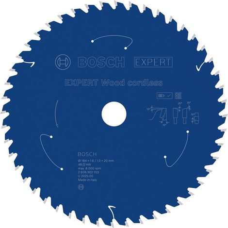 Bosch EXPERT Wood cordless Circular Saw Blade 184 x 1.6/1 x 20 mm T48 2608902153 (1/4)