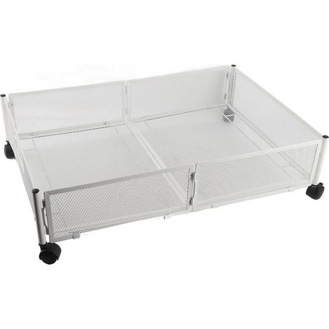 Caisse de rangement sous-lit  2 Pièces  Métal avec grille visible  62.6x42.3x15.8cm  Roues et poignée  Organisateur multifonction pour maison/chambre étudiant (1/5)