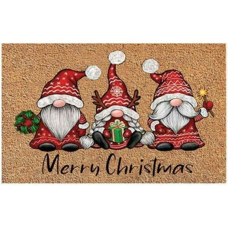 Paillasson nain Gnome de noël, tapis de bienvenue joyeux noël, tapis de porte40X60cm (1/5)