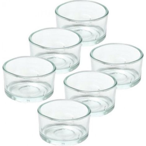 Porte-bougie chauffe-plat - lot de 6 - verre transparent - 4 x 3 cm - bougie chauffe-plat (1/2)