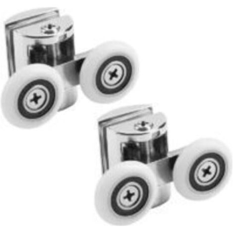 23MM 2Pcs Roulette Douche Doubles pour Porte de Douche Bas Roue de Remplacement (1/3)