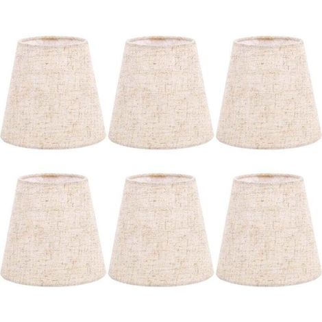Abat-Jour Clip sur Ampoule Lot de 6 pour Ampoules CandéLabres, en Tissu Baril Applique Murale Lustre Table (1/4)