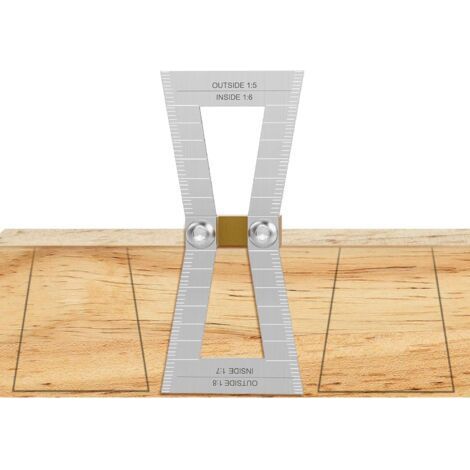 Gabarit à queue d'aronde, outil de mesure pour assemblage manuel, gabarit à queue d'aronde aux échelles 1:5-1:6 et 1:7-1:8 pour le travail du bois - Argent (1/5)
