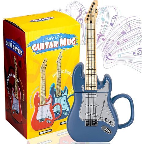 Guitar-Shaped Mug, Musical Mug, Ceramic Tea Mug, Creative Guitar Handle, Personalized Coffee/Milk Mug, Gift, Home, Office, 450ml (1/5)