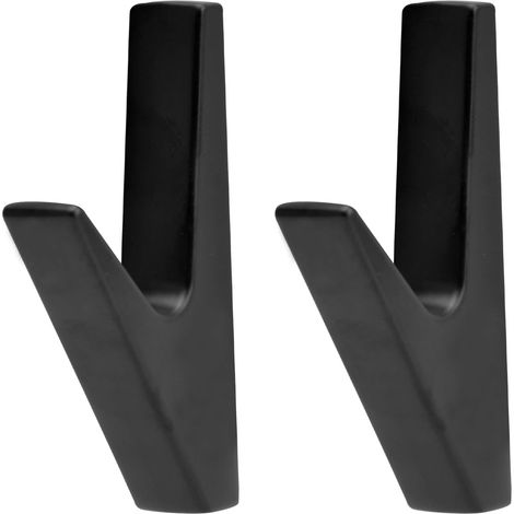 Lot de 2 porte-manteaux noir mat pour salle de bain et cuisine, porte-manteau pour suspendre foulards, chapeaux et sacs à main, avec vis.