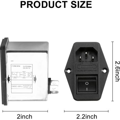 Bornes à souder IEC 320 C14, filtres + interrupteurs à bascule + porte-fusibles (1/5)