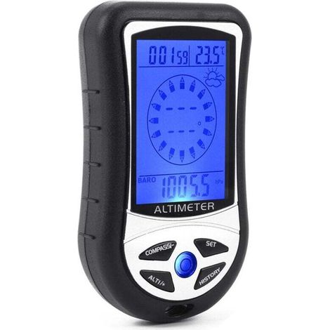Altimètre électronique multifonctionnel 8 en 1, baromètre, boussole numérique LCD, thermomètre, jauge de hauteur portable, prévisions météorologiques, testeur de pression barométrique, jauge d'air (1/5)